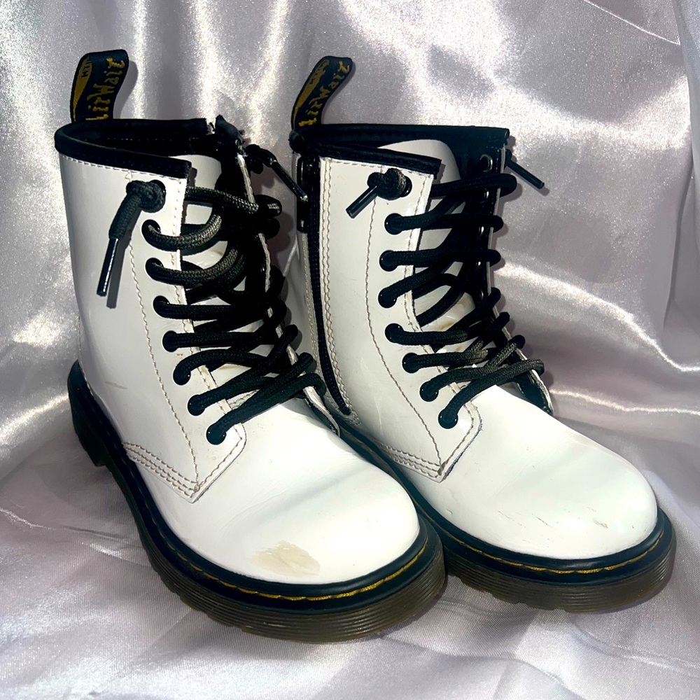 White Patent Dr. Martens boots Unisex